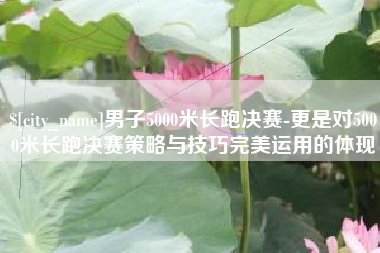 顺德男子5000米长跑决赛-更是对5000米长跑决赛策略与技巧完美运用的体现