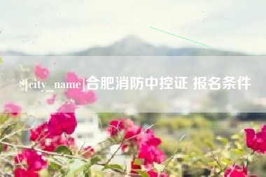 顺德合肥消防中控证 报名条件